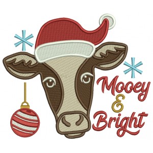 Mooey And Bright Cow Christmas Filled Machine Embroidery Design Digitized Pattern